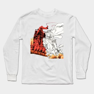 The Ghost Rider Red White Horses Western Wild West Ghost Cowboy Halloween Comic Long Sleeve T-Shirt